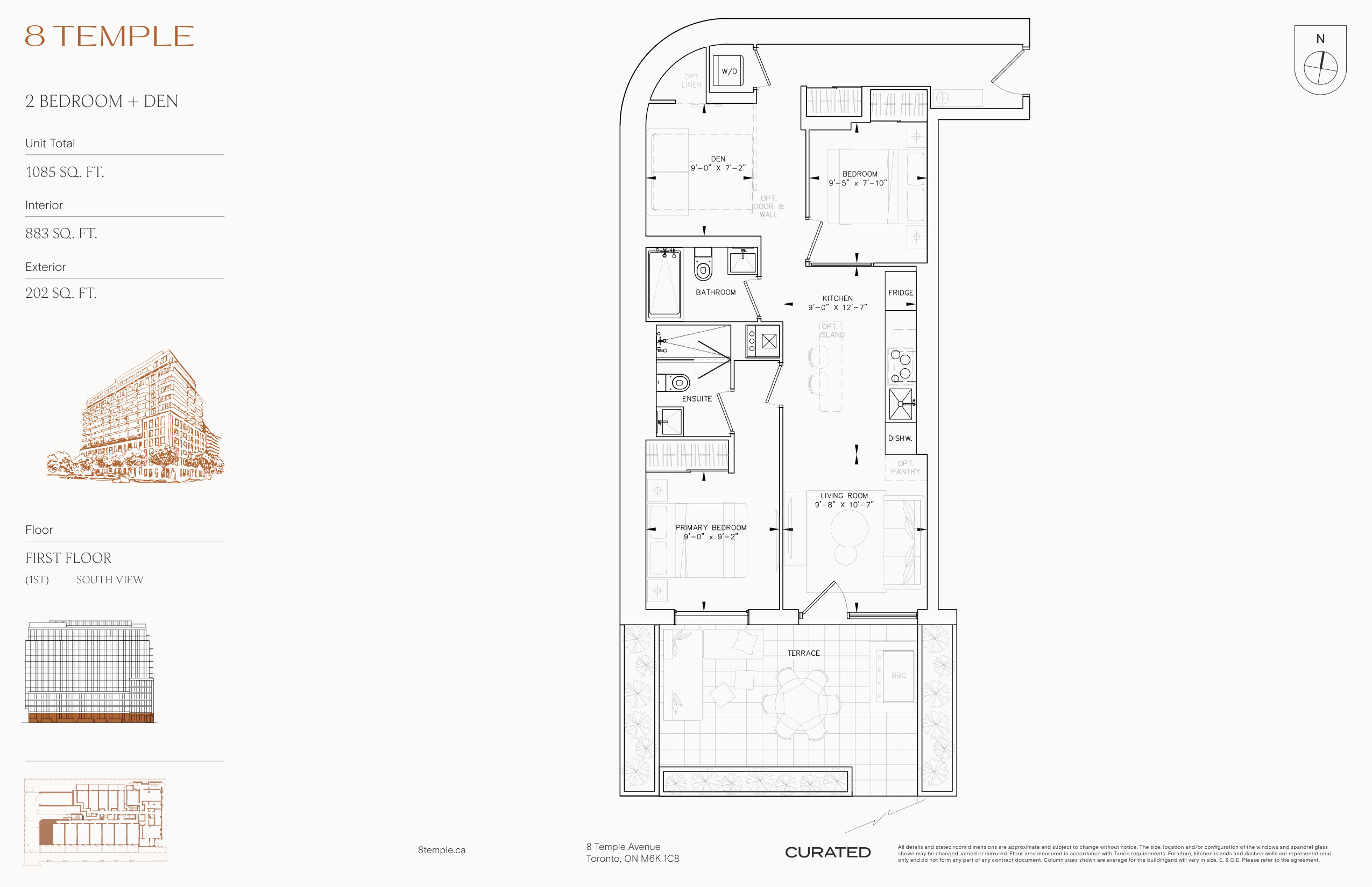 883 sq ft Suite Floor Plan